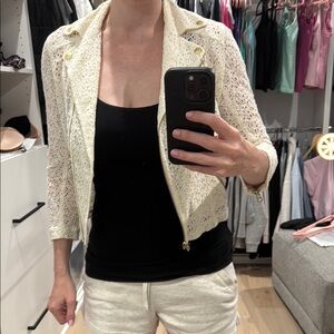 Juicy Couture Cream Lace Blazer Elegant Cropped Design